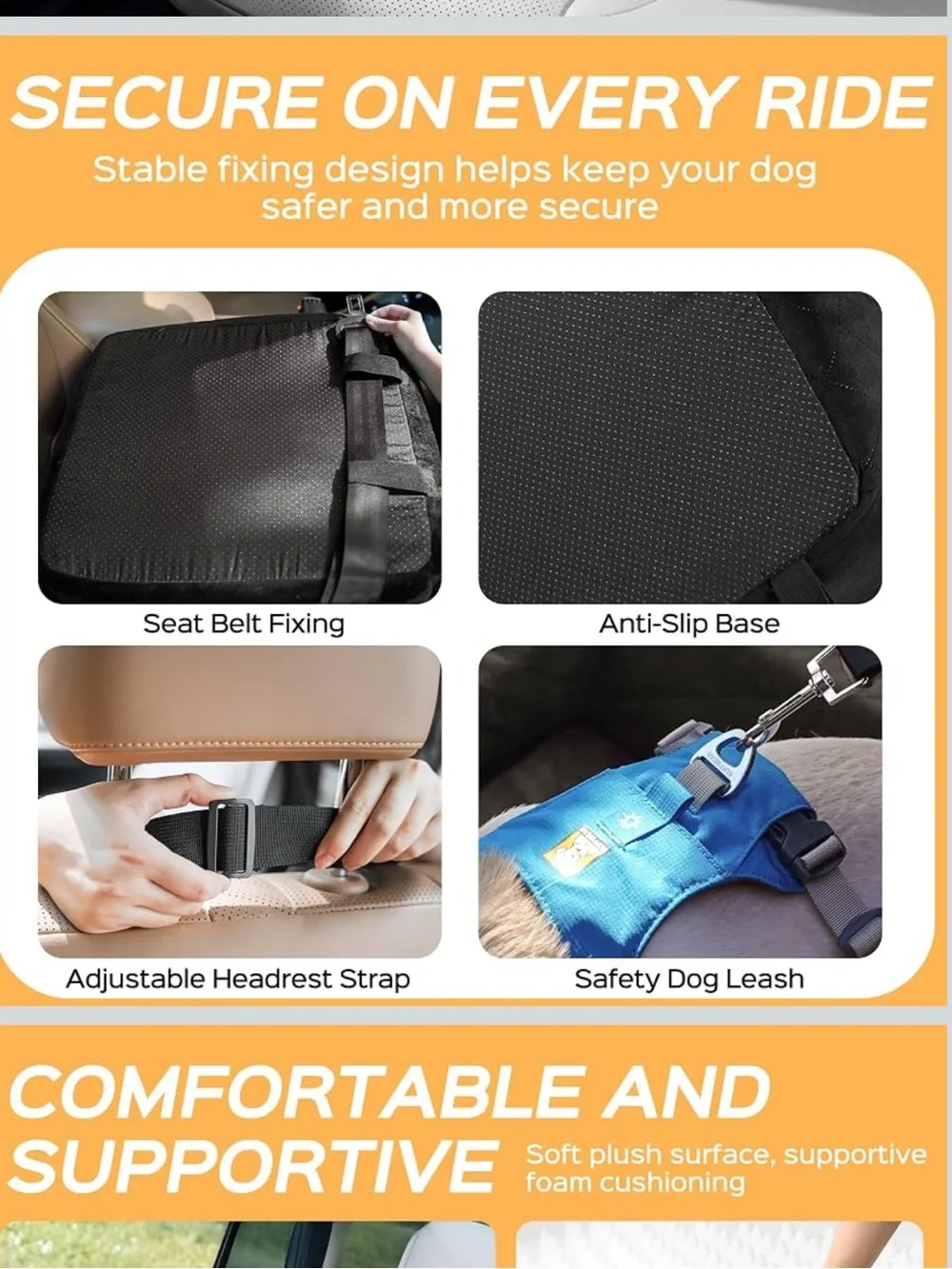 HiPetpy Dog Car Seat/Booster for Dogs up to 30lb, 6